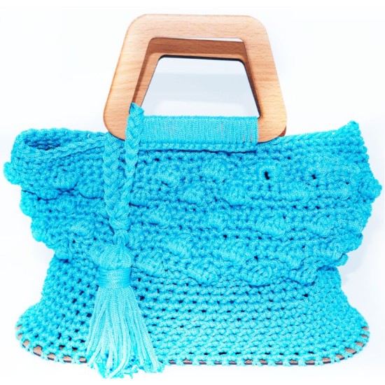 Sac crochet bleu